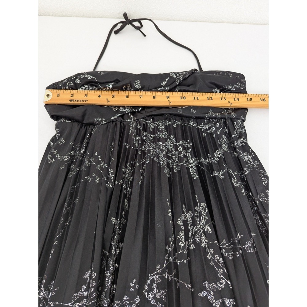 Vintage B Darlin Dress Black‎ Silver Glitter Floral Halter Pleated 11/12 Y2K USA - Picture 7 of 9